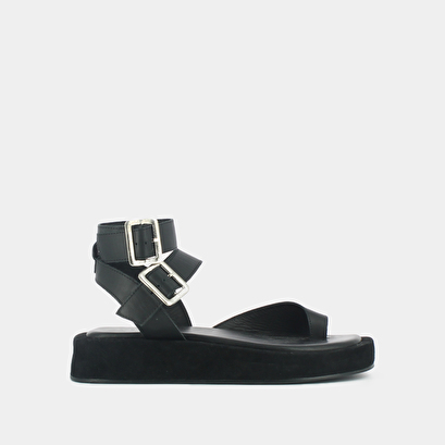 Sandales à plateformes et brides larges en cuir noir | WAFAE | Jonak