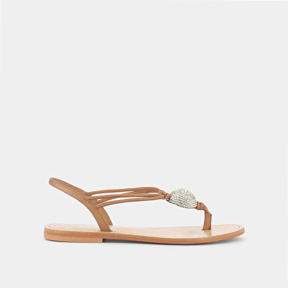 Sandales à détails argentés en cuir camel | WAGON | Jonak