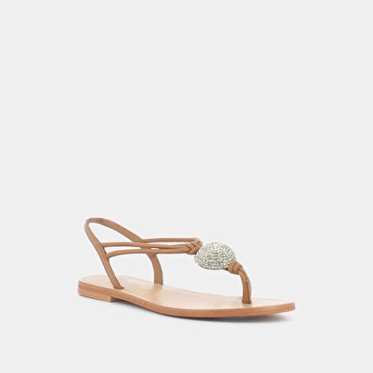 Sandales à détails argentés en cuir camel | WAGON | Jonak