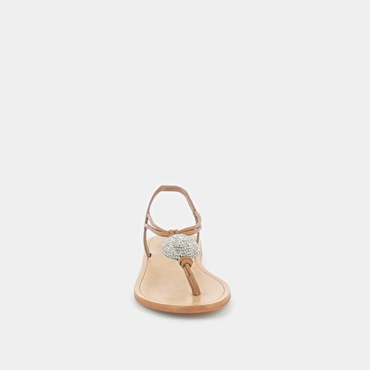 Sandales à détails argentés en cuir camel | WAGON | Jonak