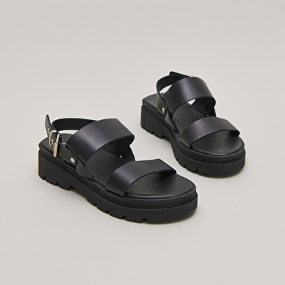 Sandales à brides épaisses et semelles c... en cuir noir | PEINTURE | Jonak