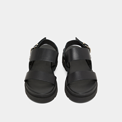 Sandales à brides épaisses et semelles c... en cuir noir | PEINTURE | Jonak