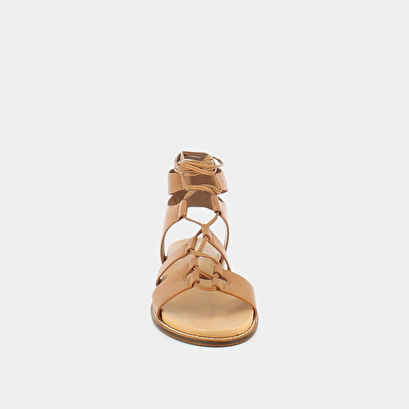 Sandales à empiècements et lacets en cuir camel | WATTS | Jonak