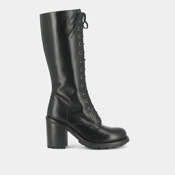 Bottes à talons et laçages en cuir noir | DELLY | Jonak