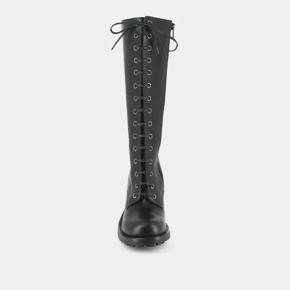 Bottes à talons et laçages en cuir noir | DELLY | Jonak