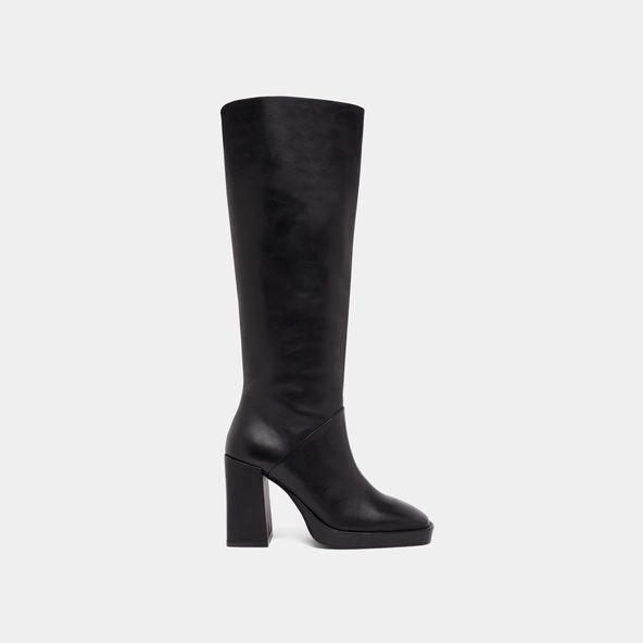 Bottes à talons hauts et bouts carrés en cuir noir | DETHLEE | Jonak