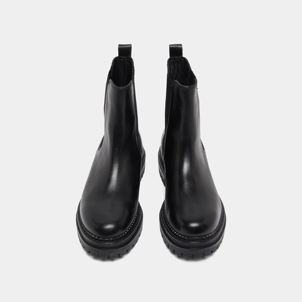 Boots &agrave; semelles crant&eacute;es et &eacute;lastiqu... en cuir noir | ADALARD | Jonak