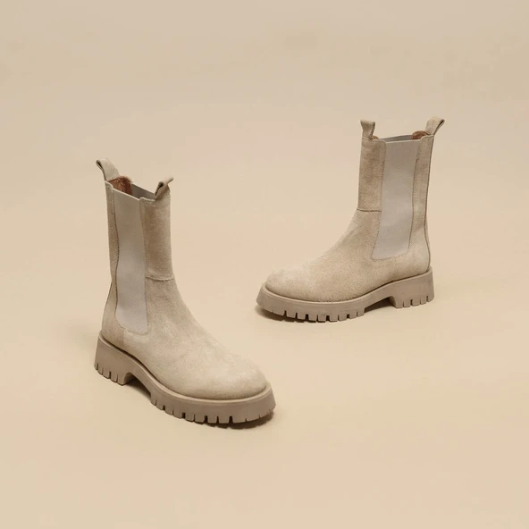 Bottines &agrave; plateformes en croute beige | RIDLE | Jonak