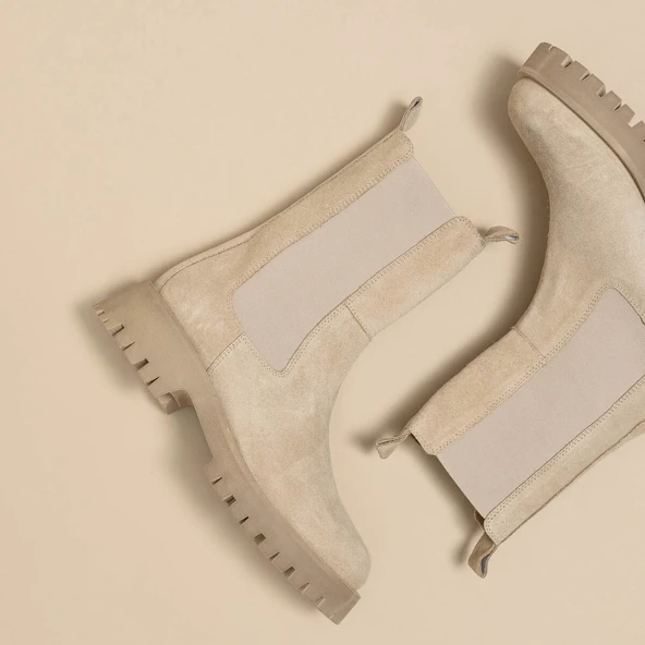 Bottines &agrave; plateformes en croute beige | RIDLE | Jonak