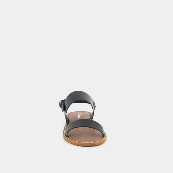 Sandales à brides larges en cuir noir | WAOU | Jonak