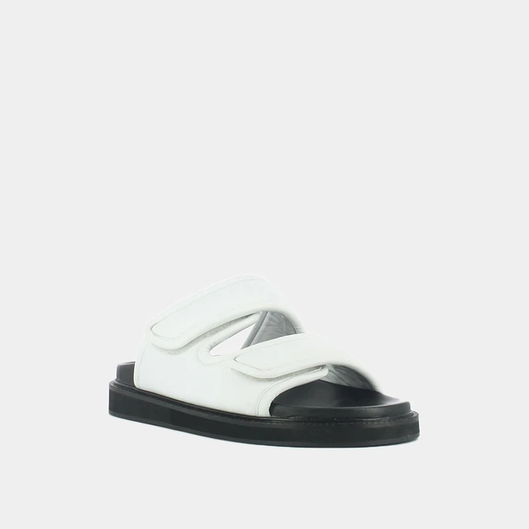 Mules à doubles fermetures en cuir blanc | WARNING | Jonak