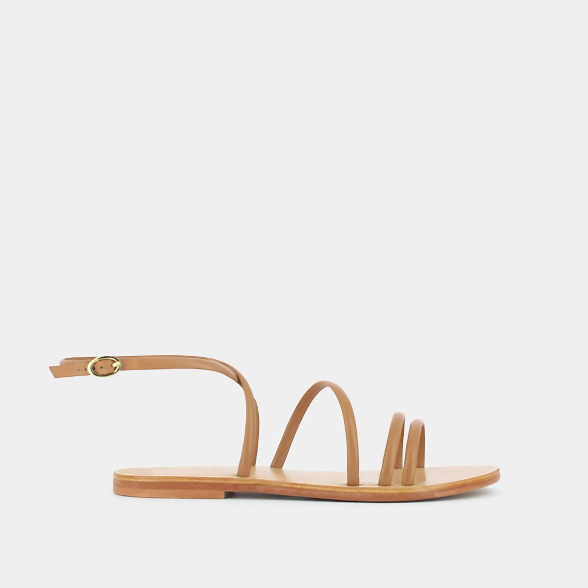 Sandales plates à brides et lanières en cuir camel | APOLLINE | Jonak