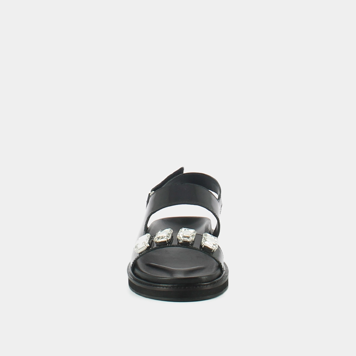Sandales ouvertes et strass en cuir glacé noir | WINTER | Jonak