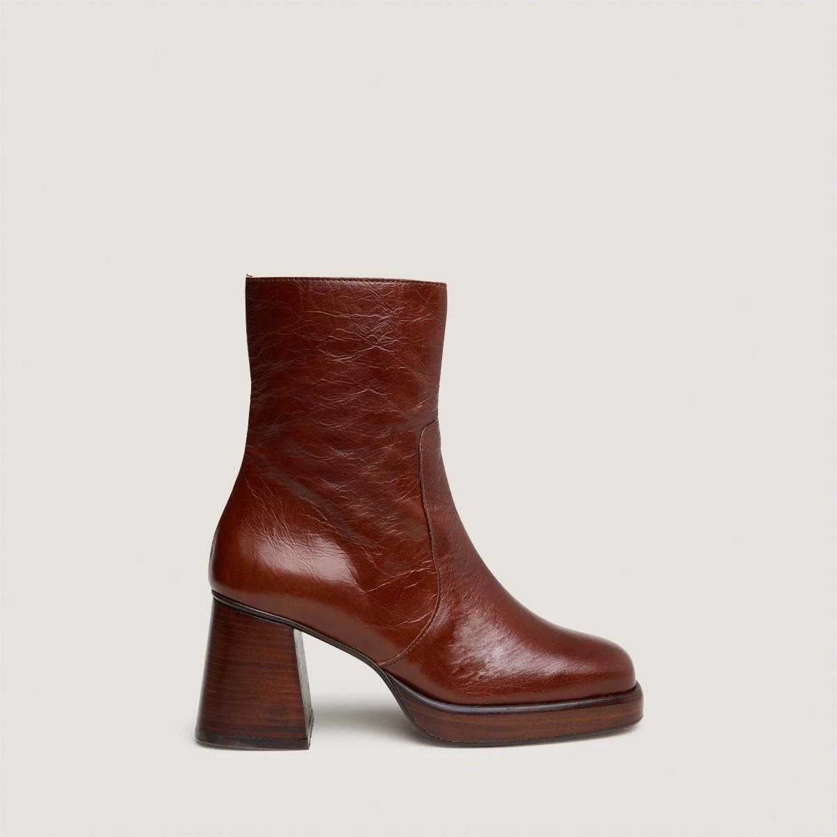 Bottines &agrave; plateformes en cuir vieilli marron | BRIGAND | Jonak