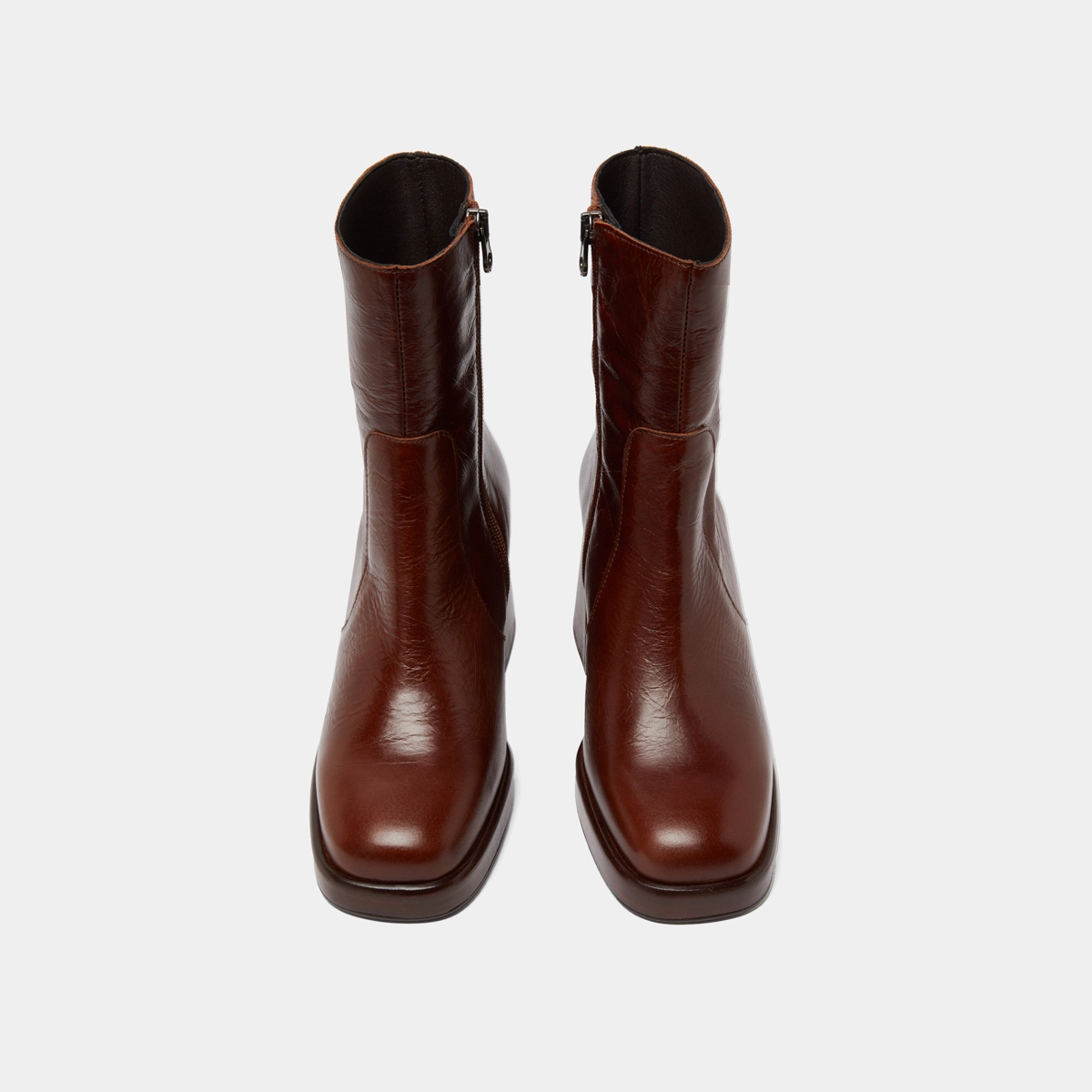 Bottines &agrave; plateformes en cuir vieilli marron | BRIGAND | Jonak