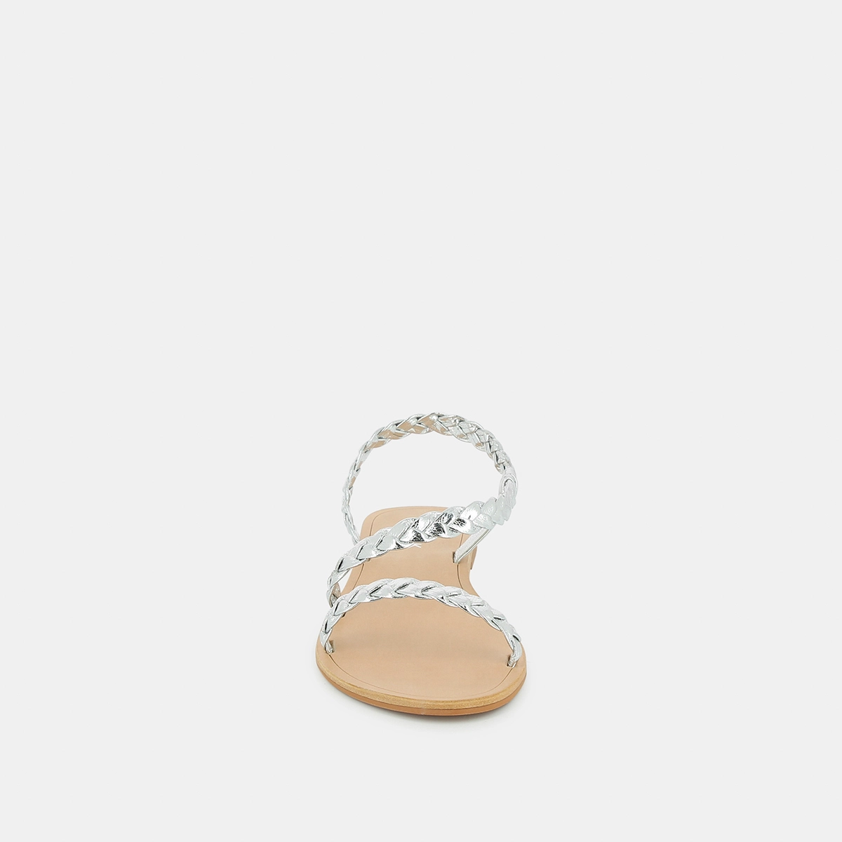 Sandales &agrave; brides tress&eacute;es en cuir m&eacute;tallis&eacute; argent | WINDY | Jonak