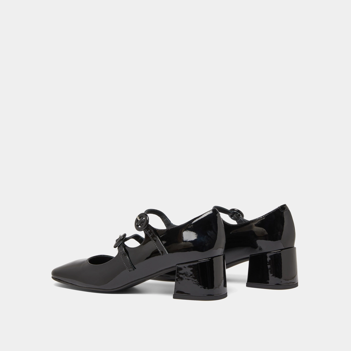 Babies à doubles brides et bouts arrondis en vernis noir | DELOU | Jonak