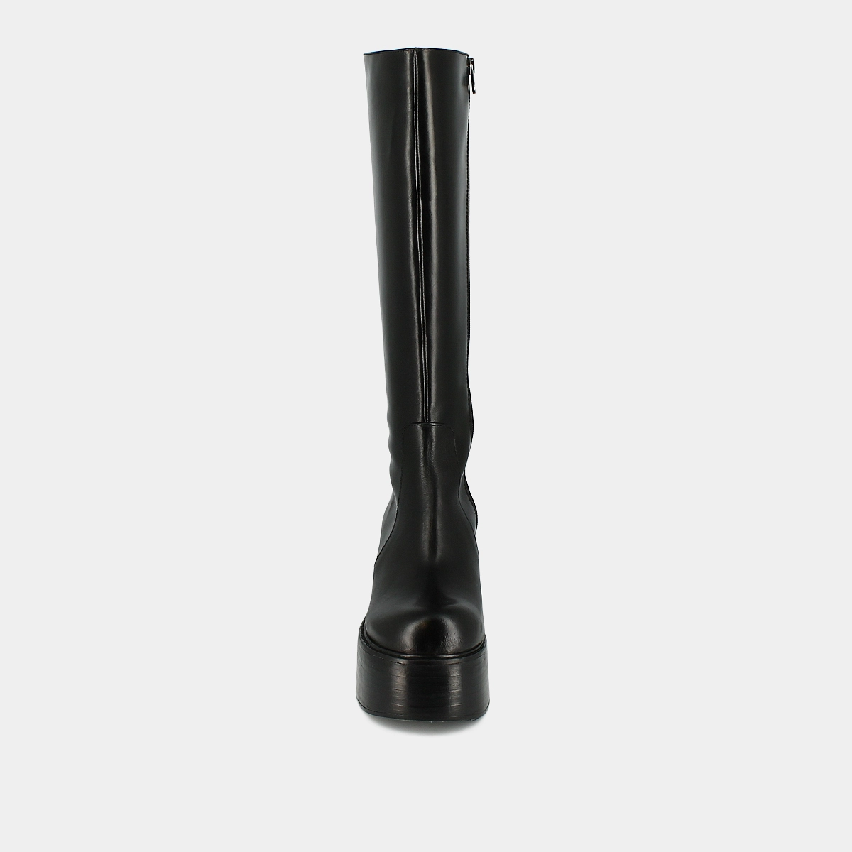 Bottes à plateformes et bouts ronds en cuir noir | BAG | Jonak