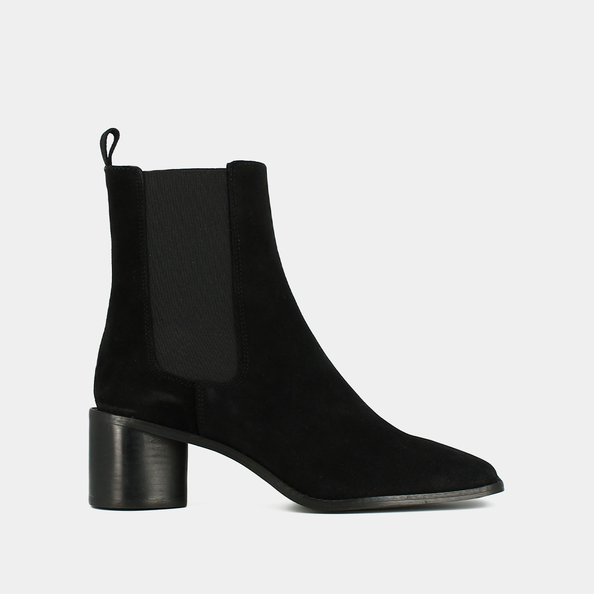 Bottines à talons moyens, bouts carrés et é... en croute noir | BERGAMOTE | Jonak