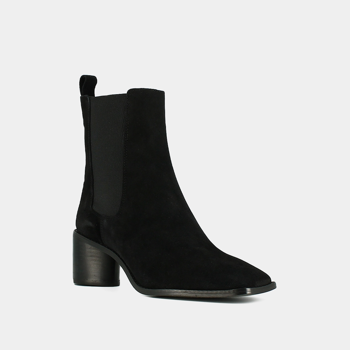 Bottines à talons moyens, bouts carrés et é... en croute noir | BERGAMOTE | Jonak