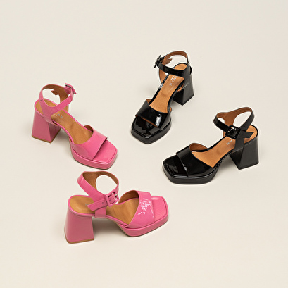 Sandales à brides et plateformes en vernis rose | DIVINA | Jonak