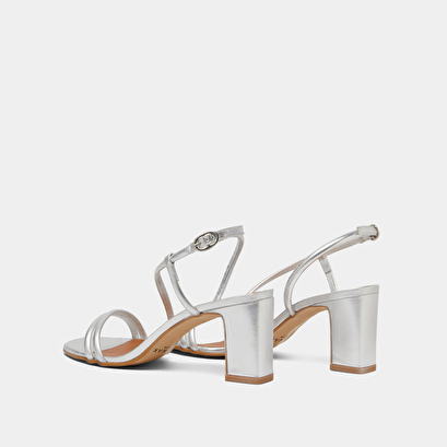 Sandales à talons et brides en cuir métallisé argent | VICENTE | Jonak