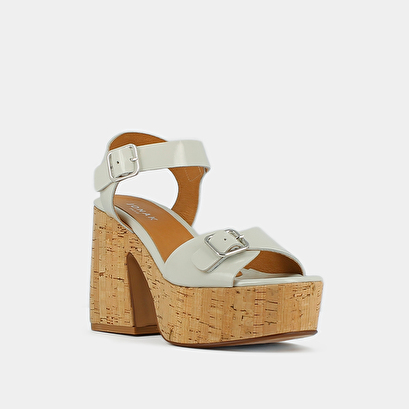 Sandales à boucles et plateformes en cuir glacé écru | MATHILDE | Jonak