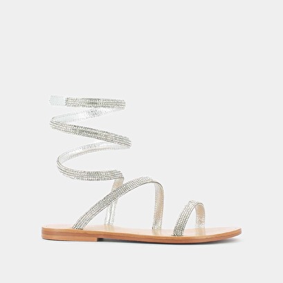 Sandales à brides torsadées en cuir métallisé argent | WINONA | Jonak