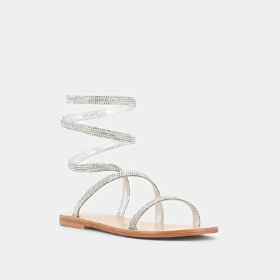 Sandales à brides torsadées en cuir métallisé argent | WINONA | Jonak