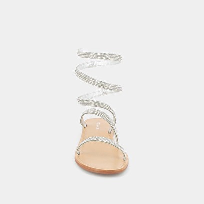 Sandales à brides torsadées en cuir métallisé argent | WINONA | Jonak
