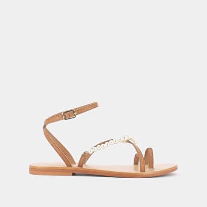 Sandales à brides et perles en cuir camel | WESLEY | Jonak