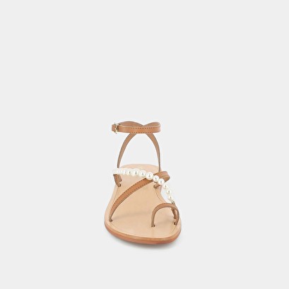 Sandales à brides et perles en cuir camel | WESLEY | Jonak