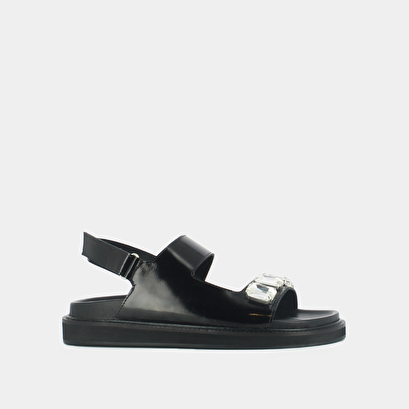 Sandales ouvertes et strass en cuir glacé noir | WINTER | Jonak