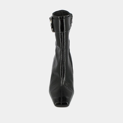 Bottines &agrave; talons hauts et boucles en cuir verni pliss&eacute; noir | BANDOL | Jonak