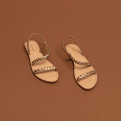 Sandales à brides tressées en cuir métallisé or | WINDY | Jonak