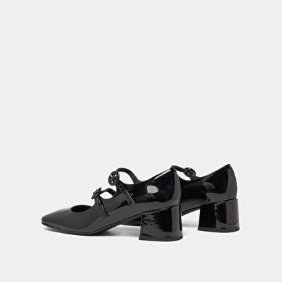 Babies à doubles brides et bouts arrondis en vernis noir | DELOU | Jonak