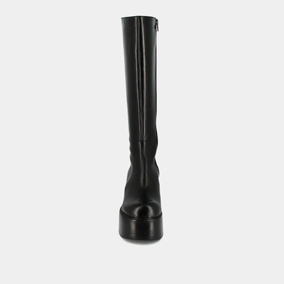 Bottes &agrave; plateformes et bouts ronds en cuir noir | BAG | Jonak