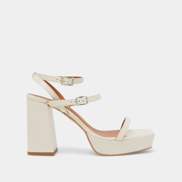 Sandales à brides et plateformes en cuir vieilli écru | VLADO | Jonak