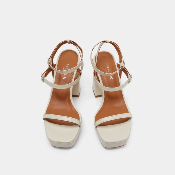 Sandales à brides et plateformes en cuir vieilli écru | VLADO | Jonak