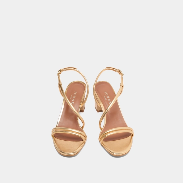 Sandales à talons et brides en cuir métallisé or | VICENTE | Jonak