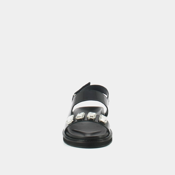 Sandales ouvertes et strass en cuir glacé noir | WINTER | Jonak