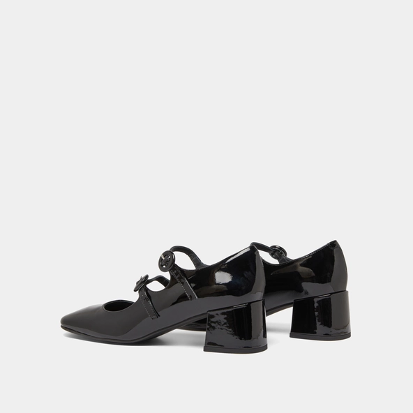 Babies à doubles brides et bouts arrondis en vernis noir | DELOU | Jonak