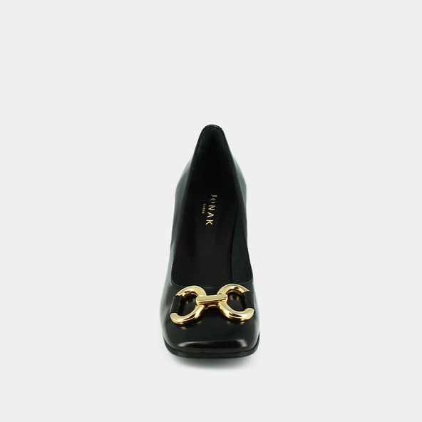 Escarpins à boucles dorées en cuir glacé noir | DOSTONY | Jonak