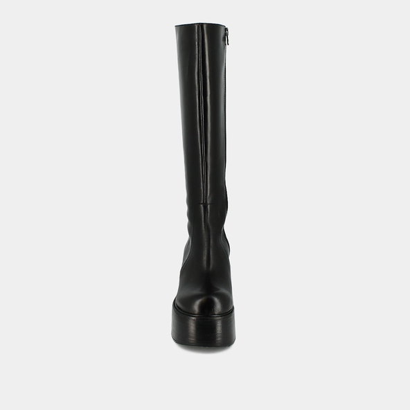 Bottes à plateformes et bouts ronds en cuir noir | BAG | Jonak