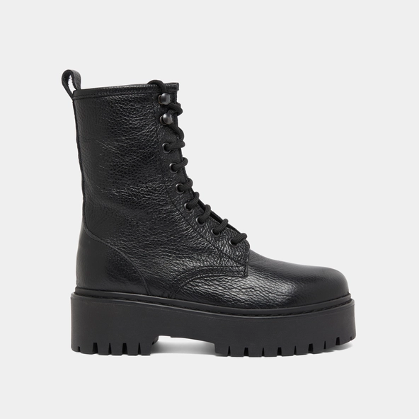 Boots à plateformes et lacets en cuir grainé noir | ROBBO | Jonak