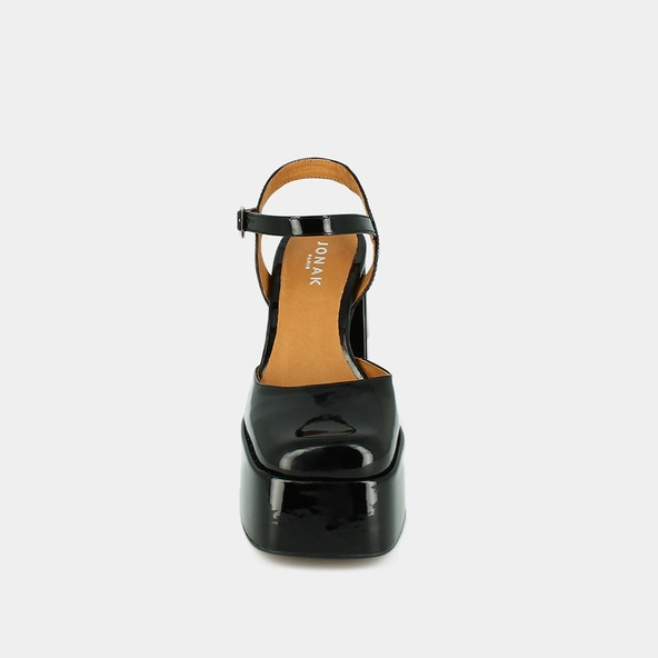 Babies à plateformes et brides en vernis noir | BACHELIER | Jonak