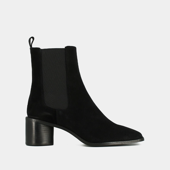 Bottines à talons moyens, bouts carrés et é... en croute noir | BERGAMOTE | Jonak