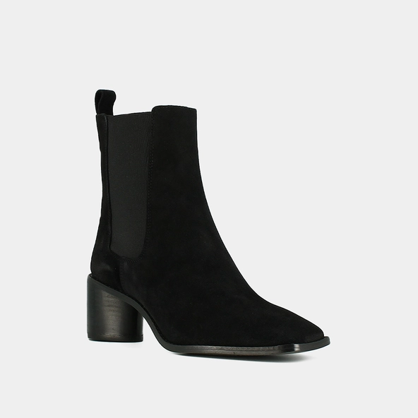 Bottines à talons moyens, bouts carrés et é... en croute noir | BERGAMOTE | Jonak