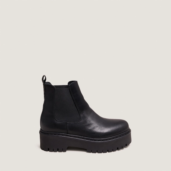 Boots à plateformes et bouts ronds en cuir noir | RAVIE | Jonak
