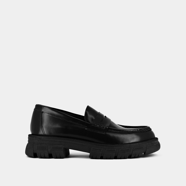Mocassins à semelles crantées en cuir glacé noir | DIAQUO | Jonak